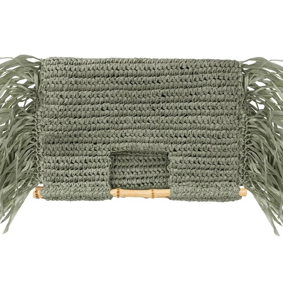 Large Straw Bag Top Handle-GREEN ONLY - Picture 4 of 5